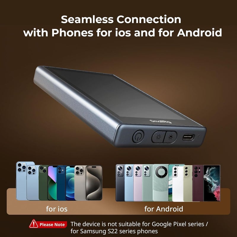 SMALLRIG Magnetic Phone Monitor Screen with Wireless Control, with Cold Shoe Mount, 1080P Wireless Recording, Real-Time Screen Sharing for Selfie Live Stream Vlog, Support 4K 30fps, for iPhone-4850B - Image 3